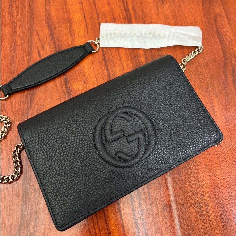 (GUCCI) Soho Wallet on Chain - Leather Crossbody Bag